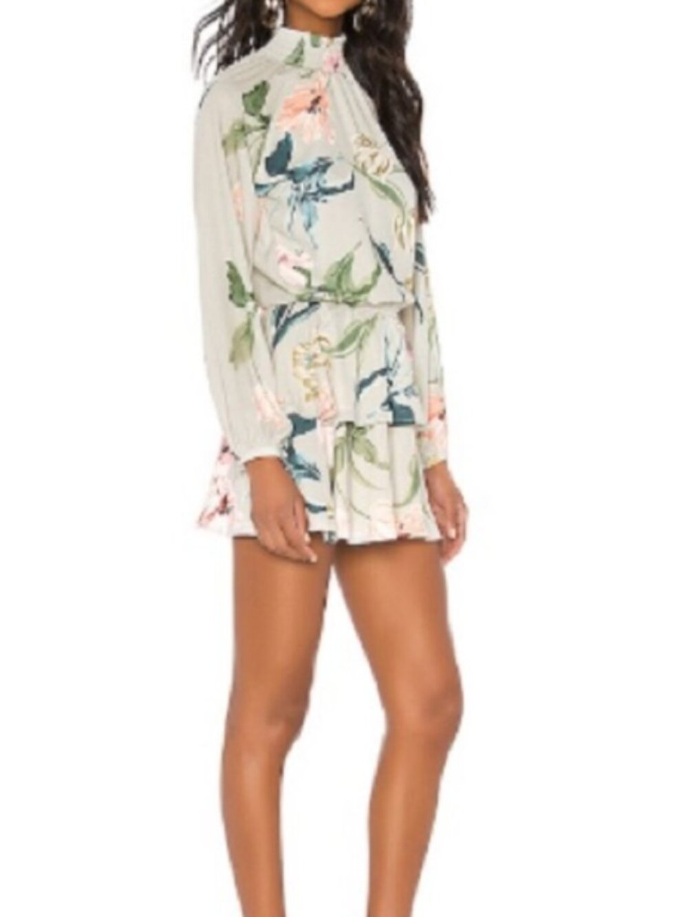 Yumi Kim Mock Neck Mint Green Floral Mini Dress